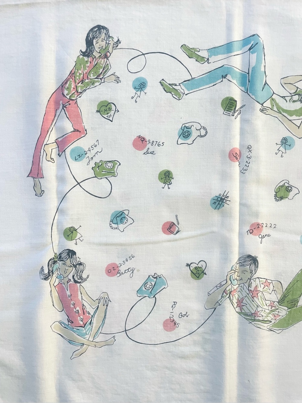 Vintage MCM Pillowcases Teens Talking on Phones Standard Sz HTF